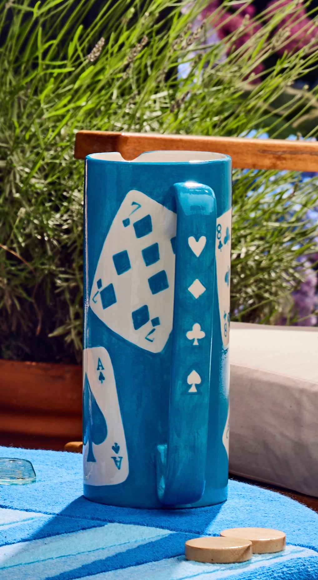 Card Carafe - ceramic blue vase