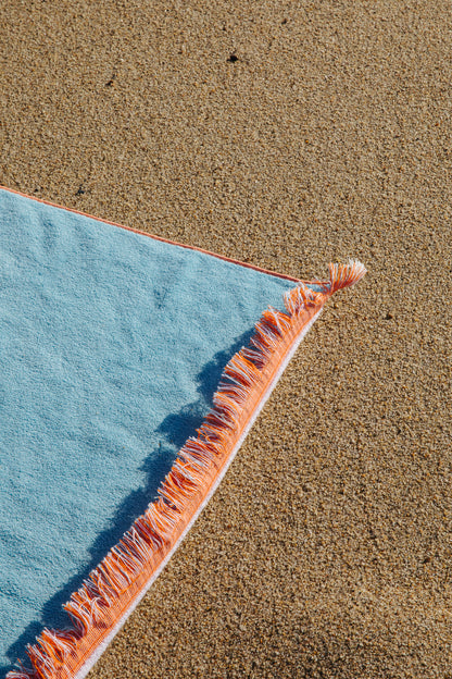 Artistic detail photo of the fringe border of the towel